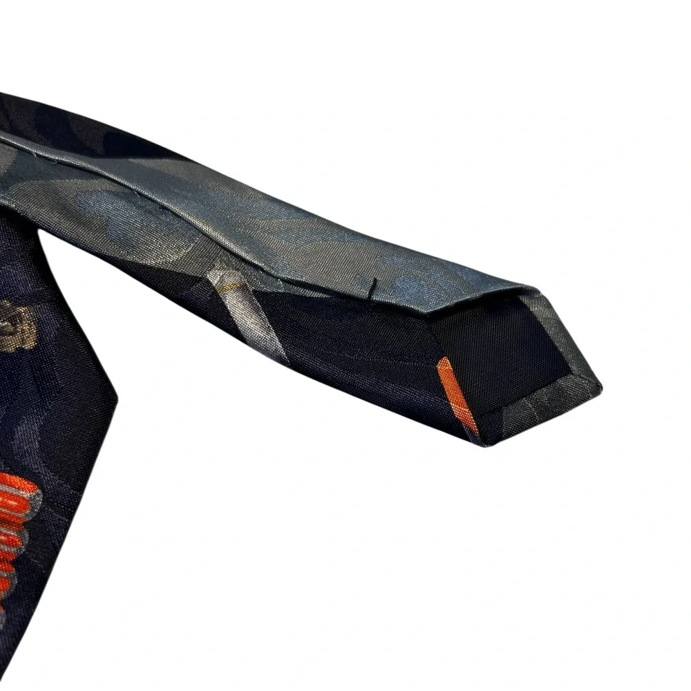 Novelty Necktie Mens Tools Print Blue Gray Polyester Career Workwear Tie Vintage - Picture 7 of 8